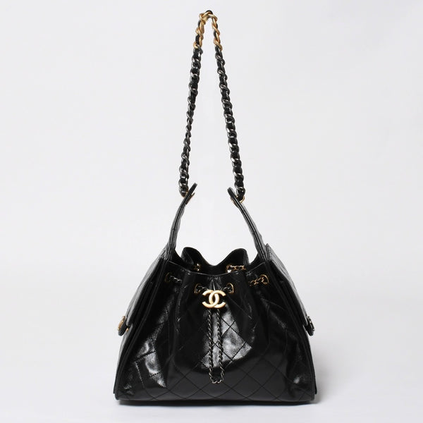 新品同様 CHANEL シャネル CHANEL 25 ミディアム チェーンワンショルダーバッグ AS5311 ココマーク グレインド カーフスキン ブラック 中古 4a008761