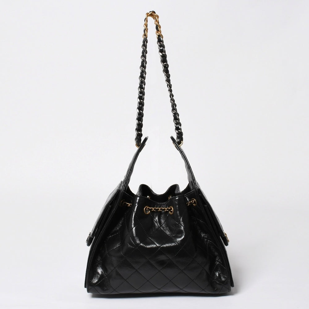 新品同様 CHANEL シャネル CHANEL 25 ミディアム チェーンワンショルダーバッグ AS5311 ココマーク グレインド カーフスキン ブラック 中古 4a008761