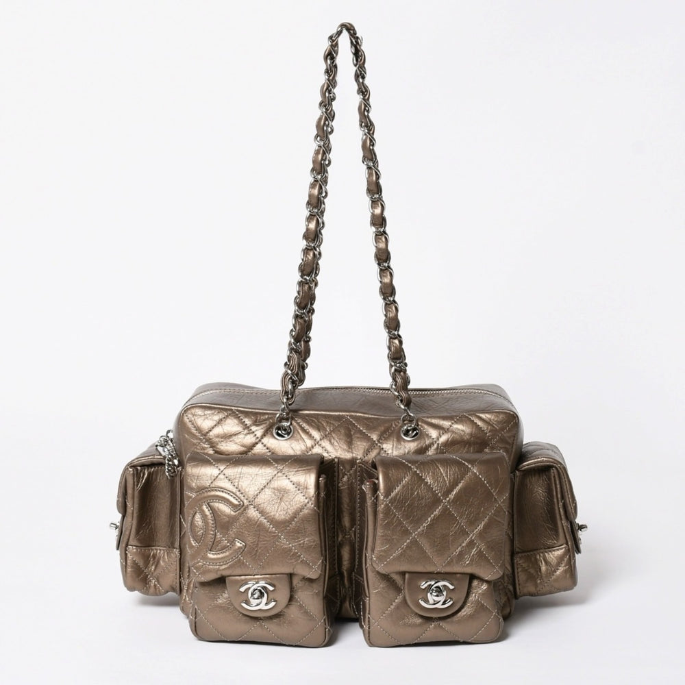 Like new CHANEL Cambon Line Chain One Shoulder Bag No. 11 Coco Mark Calfskin Gold Used 4a008770