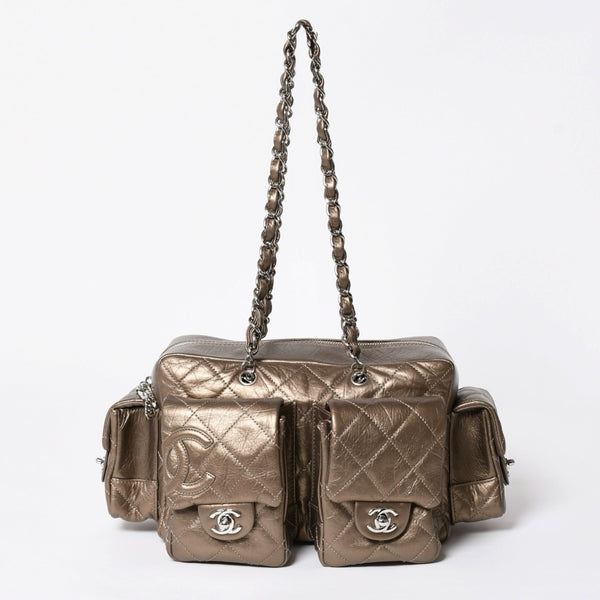 新品同様 CHANEL シャネル カンボンライン チェーンワンショルダーバッグ 11番台 ココマーク カーフスキン ゴールド 中古 4a008770