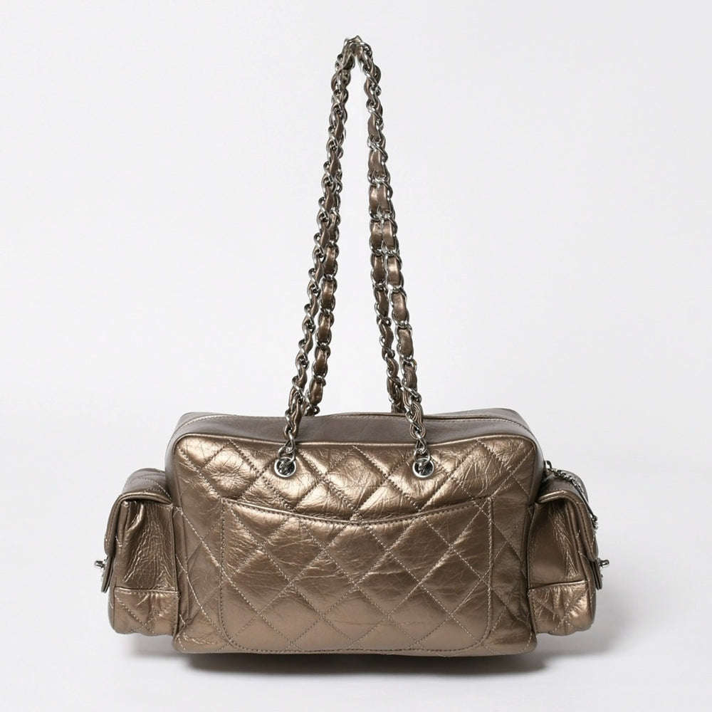 Like new CHANEL Cambon Line Chain One Shoulder Bag No. 11 Coco Mark Calfskin Gold Used 4a008770