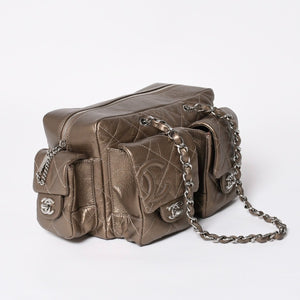 新品同様 CHANEL シャネル カンボンライン チェーンワンショルダーバッグ 11番台 ココマーク カーフスキン ゴールド 中古 4a008770