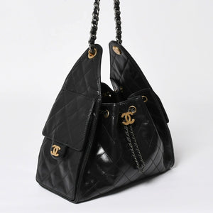 新品同様 CHANEL シャネル CHANEL 25 ミディアム チェーンワンショルダーバッグ AS5311 ココマーク グレインド カーフスキン ブラック 中古 4a008761