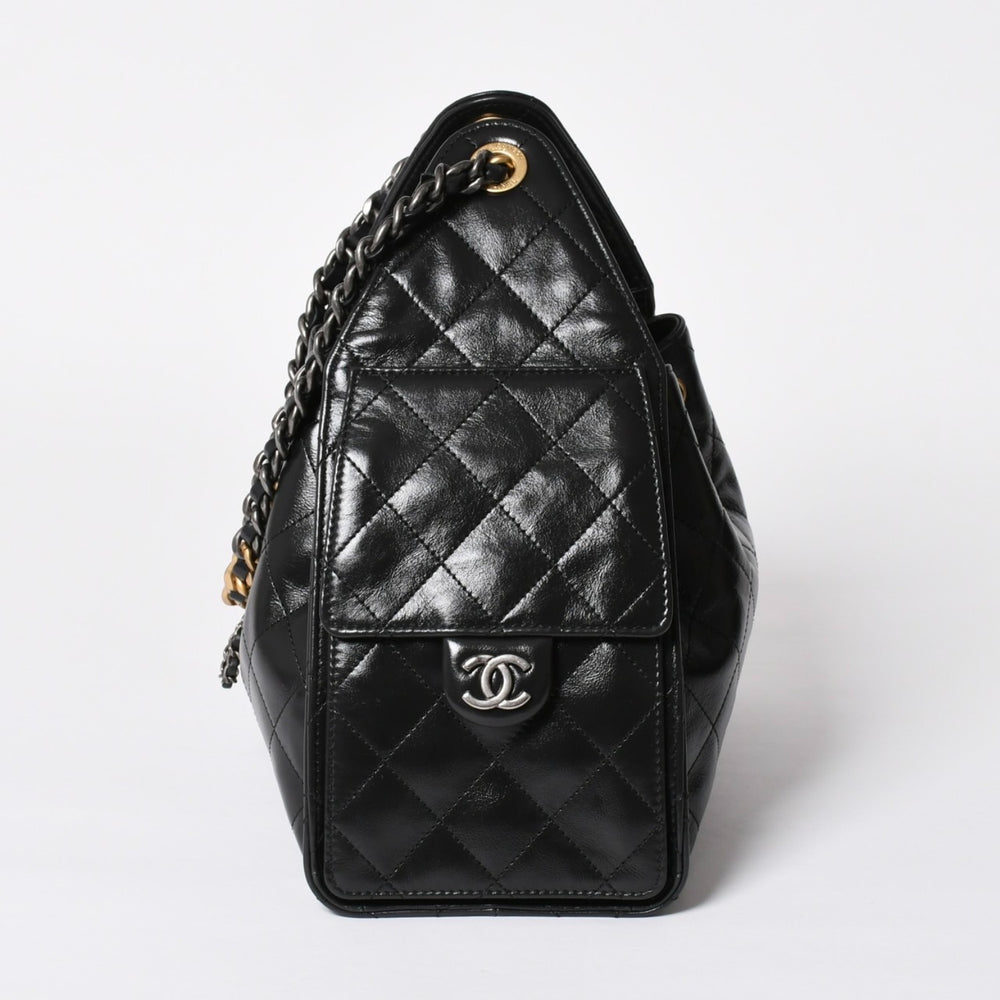 Like new CHANEL CHANEL 25 Medium Chain One Shoulder Bag AS5311 Coco Mark Grained Calfskin Black Used 4a008761