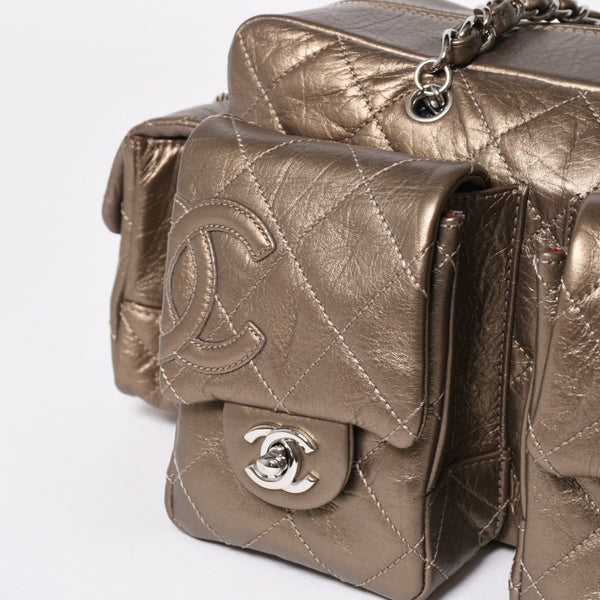 新品同様 CHANEL シャネル カンボンライン チェーンワンショルダーバッグ 11番台 ココマーク カーフスキン ゴールド 中古 4a008770
