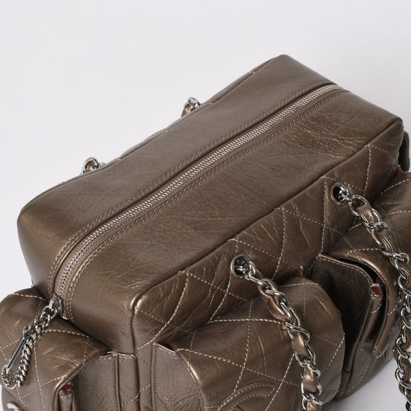 新品同様 CHANEL シャネル カンボンライン チェーンワンショルダーバッグ 11番台 ココマーク カーフスキン ゴールド 中古 4a008770