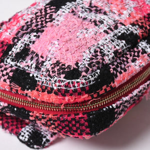 新品同様品 CHANEL シャネル ココビーチ 2WAY チェーンショルダーバッグ ツイード スパンコール ココマーク ランダム番台 ピンク ブラック ホワイト ゴールド金具 中古 4a008687