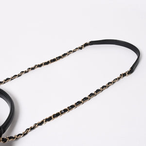 極美品 CHANEL シャネル シェブロン トップハンドル 2WAYバッグ 26番台 ココマーク ラムスキン ブラック ゴールド金具 中古 4a008639