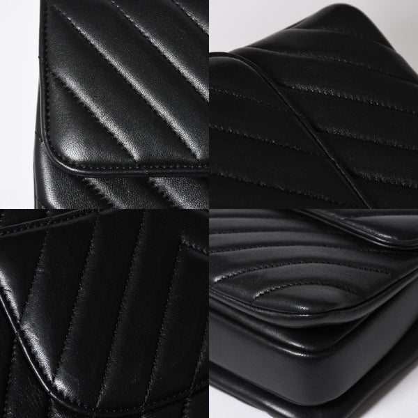 極美品 CHANEL シャネル シェブロン トップハンドル 2WAYバッグ 26番台 ココマーク ラムスキン ブラック ゴールド金具 中古 4a008639