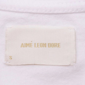 AIME LEON DORE エメレオンドレ 半袖Tシャツ ロゴ刺繍Tシャツ カットソー コットン ホワイト サイズS 美品 中古 41396