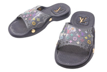 Load image into Gallery viewer, LOUIS VUITTON ルイ・ヴィトン ビーチサンダル ラバー モノグラム マルチカラー ブラック ゴールド金具 美品 中古 17386