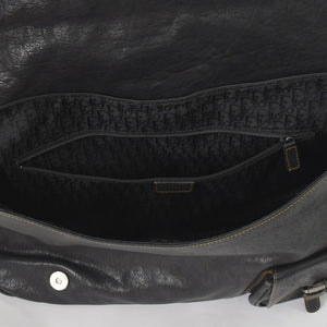 Very Good Condition Christian Dior Gaucho Double Saddle Bag 07-MA-0066 Calf Leather Black Galliano Period Used 4a004252