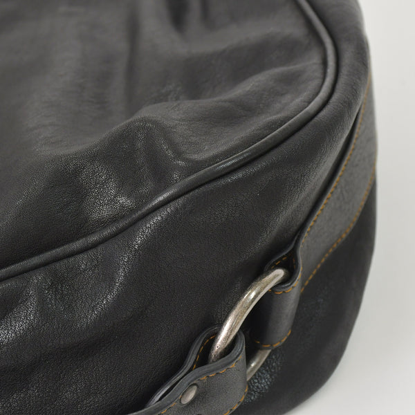 Very Good Condition Christian Dior Gaucho Double Saddle Bag 07-MA-0066 Calf Leather Black Galliano Period Used 4a004252