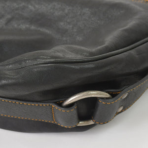 Very Good Condition Christian Dior Gaucho Double Saddle Bag 07-MA-0066 Calf Leather Black Galliano Period Used 4a004252