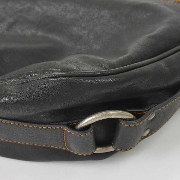 Very Good Condition Christian Dior Gaucho Double Saddle Bag 07-MA-0066 Calf Leather Black Galliano Period Used 4a004252