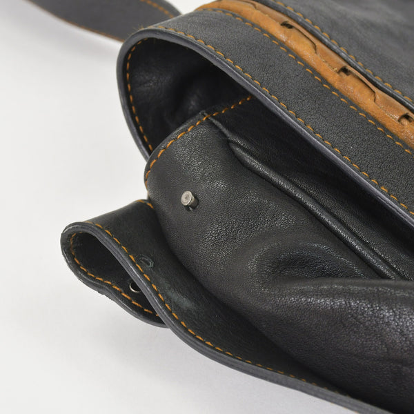Very Good Condition Christian Dior Gaucho Double Saddle Bag 07-MA-0066 Calf Leather Black Galliano Period Used 4a004252
