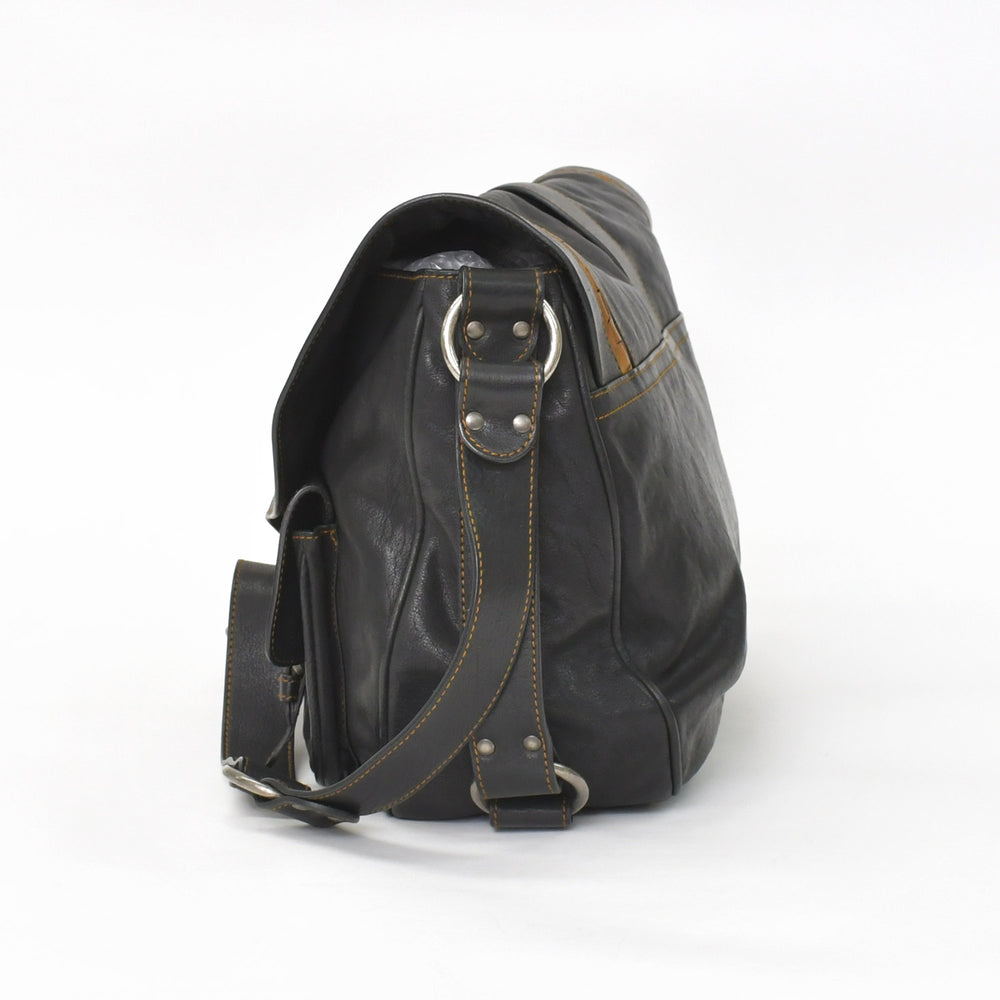 Very Good Condition Christian Dior Gaucho Double Saddle Bag 07-MA-0066 Calf Leather Black Galliano Period Used 4a004252