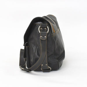 Very Good Condition Christian Dior Gaucho Double Saddle Bag 07-MA-0066 Calf Leather Black Galliano Period Used 4a004252