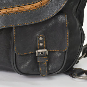 Very Good Condition Christian Dior Gaucho Double Saddle Bag 07-MA-0066 Calf Leather Black Galliano Period Used 4a004252