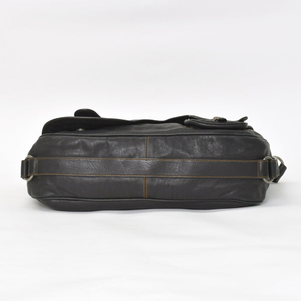 Very Good Condition Christian Dior Gaucho Double Saddle Bag 07-MA-0066 Calf Leather Black Galliano Period Used 4a004252