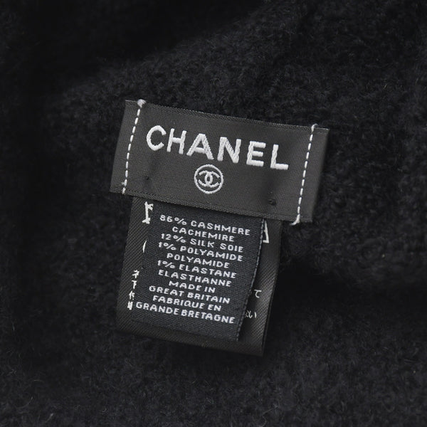極美品 CHANEL シャネル ニット帽 ニットキャップ カシミヤ シルク ブラック レッド ホワイト 中古 4a004254