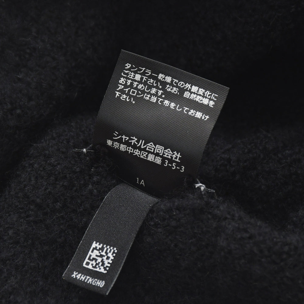 極美品 CHANEL シャネル ニット帽 ニットキャップ カシミヤ シルク ブラック レッド ホワイト 中古 4a004254