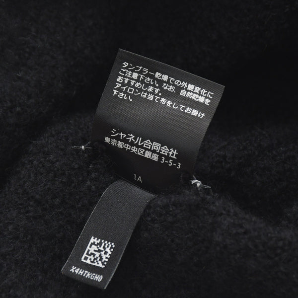 極美品 CHANEL シャネル ニット帽 ニットキャップ カシミヤ シルク ブラック レッド ホワイト 中古 4a004254