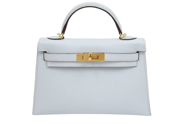 新品未使用 HERMES 2022年製 エルメス ケリーミニ２ ミニドゥ 外縫い ブルーブリュム シェーブル ゴールド金具 中古 42729
