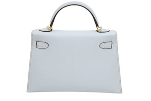 新品未使用 HERMES 2022年製 エルメス ケリーミニ２ ミニドゥ 外縫い ブルーブリュム シェーブル ゴールド金具 中古 42729