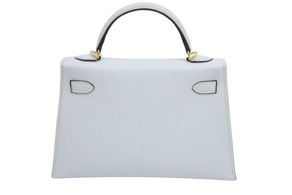 新品未使用 HERMES 2022年製 エルメス ケリーミニ２ ミニドゥ 外縫い ブルーブリュム シェーブル ゴールド金具 中古 42729
