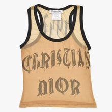 Load image into Gallery viewer, 極美品 Christian Dior クリスチャンディオール メッシュタンクトップ 2E12155586 サイズ36 ベージュ ブラック ガリアーノ期 中古 4a004302