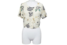 Load image into Gallery viewer, CHANEL シャネル 半袖シャツ 96P 総柄 クロップド ショート丈 ココマーク ロゴ トップス 中古 43032