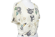 Load image into Gallery viewer, CHANEL シャネル 半袖シャツ 96P 総柄 クロップド ショート丈 ココマーク ロゴ トップス 中古 43032