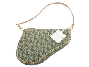 極美品 Christian DIor クリスチャンディオール サドル ポーチ バック MC0071 トロッター 柄 カーキ ヴィンテージ 中古 43245
