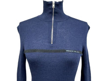 Load image into Gallery viewer, PRADA プラダ ハーフジップハイネックリブニット セーター 2018AW ウール ネイビー シルバー金具 サイズ44 美品 中古 43246