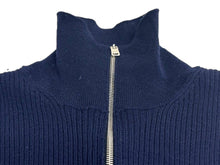 Load image into Gallery viewer, PRADA プラダ ハーフジップハイネックリブニット セーター 2018AW ウール ネイビー シルバー金具 サイズ44 美品 中古 43246