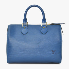 極美品 LOUIS VUITTON ルイヴィトン スピーディ25 ハンドバッグ M43015 エピ レザー ブルー ゴールド金具 中古 4a004373