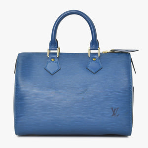 極美品 LOUIS VUITTON ルイヴィトン スピーディ25 ハンドバッグ M43015 エピ レザー ブルー ゴールド金具 中古 4a004373