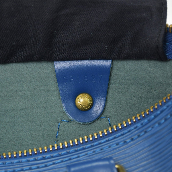極美品 LOUIS VUITTON ルイヴィトン スピーディ25 ハンドバッグ M43015 エピ レザー ブルー ゴールド金具 中古 4a004373