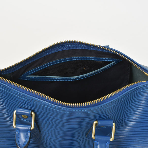極美品 LOUIS VUITTON ルイヴィトン スピーディ25 ハンドバッグ M43015 エピ レザー ブルー ゴールド金具 中古 4a004373