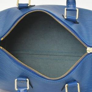 極美品 LOUIS VUITTON ルイヴィトン スピーディ25 ハンドバッグ M43015 エピ レザー ブルー ゴールド金具 中古 4a004373