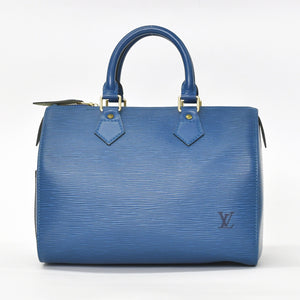 極美品 LOUIS VUITTON ルイヴィトン スピーディ25 ハンドバッグ M43015 エピ レザー ブルー ゴールド金具 中古 4a004373