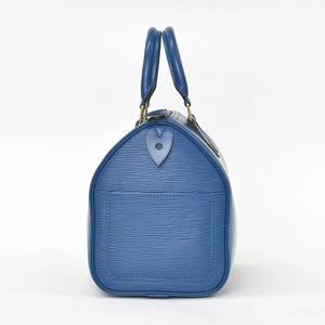 極美品 LOUIS VUITTON ルイヴィトン スピーディ25 ハンドバッグ M43015 エピ レザー ブルー ゴールド金具 中古 4a004373