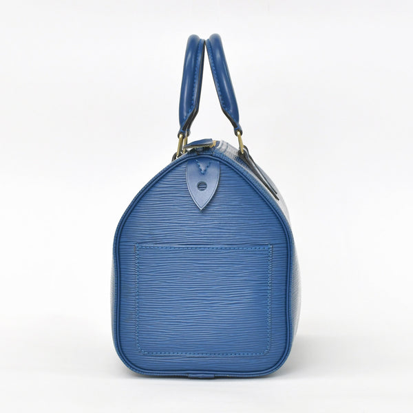 極美品 LOUIS VUITTON ルイヴィトン スピーディ25 ハンドバッグ M43015 エピ レザー ブルー ゴールド金具 中古 4a004373