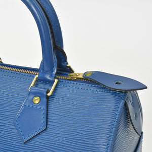 極美品 LOUIS VUITTON ルイヴィトン スピーディ25 ハンドバッグ M43015 エピ レザー ブルー ゴールド金具 中古 4a004373