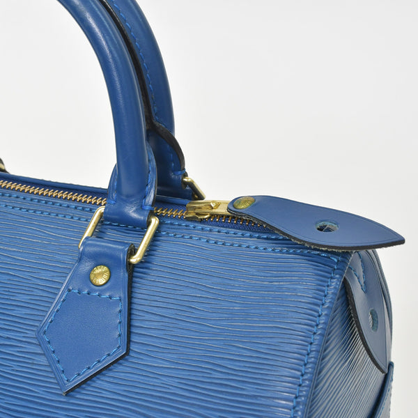 極美品 LOUIS VUITTON ルイヴィトン スピーディ25 ハンドバッグ M43015 エピ レザー ブルー ゴールド金具 中古 4a004373