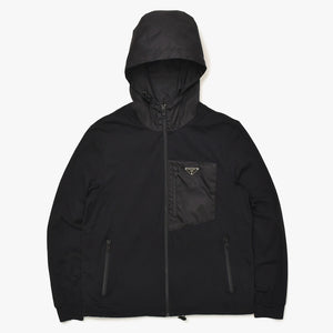 Very Good Condition PRADA Technical Cotton × Re-Nylon Zip Up Parka UJL79A Black Triangle Logo Plate S Size Used 4a004375