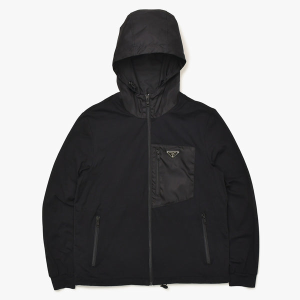 Very Good Condition PRADA Technical Cotton × Re-Nylon Zip Up Parka UJL79A Black Triangle Logo Plate S Size Used 4a004375