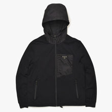 画像をギャラリービューアに読み込む, 極美品 PRADA プラダ テクニカルコットン × Re-Nylon リナイロン ジップアップ パーカー UJL79A ブラック トライアングルロゴプレート Sサイズ 中古 4a004375