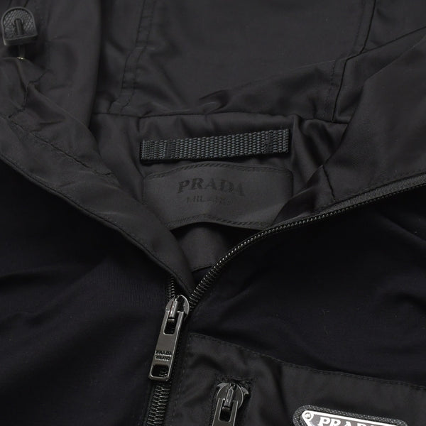 Very Good Condition PRADA Technical Cotton × Re-Nylon Zip Up Parka UJL79A Black Triangle Logo Plate S Size Used 4a004375